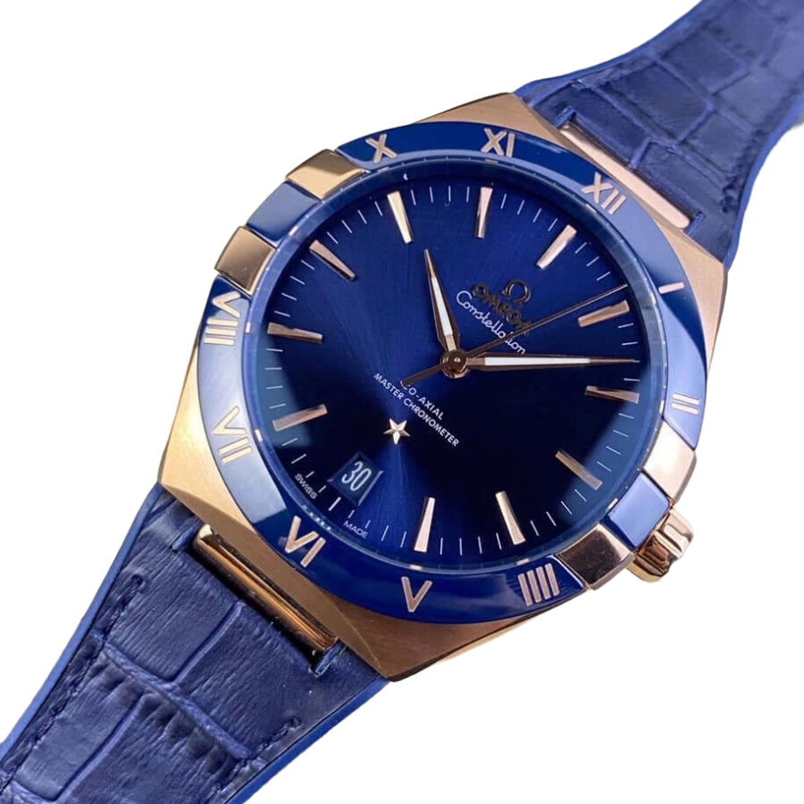 Omega Constellation Full Gold Look (39mm) - Blue Dial & Cloned Calibre 8938 World Timer - Image 4