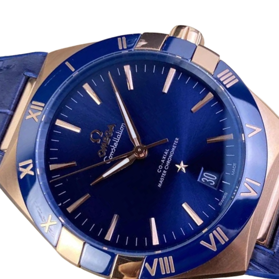 Omega Constellation Full Gold Look (39mm) - Blue Dial & Cloned Calibre 8938 World Timer - Image 3