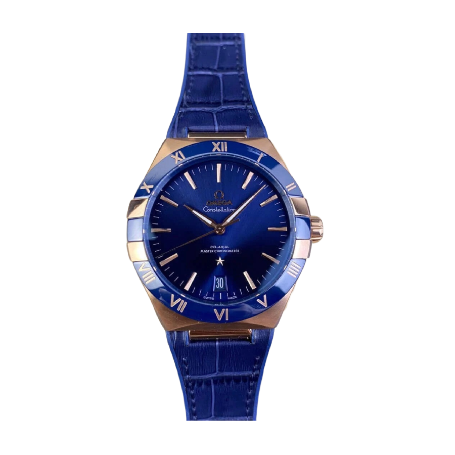 Omega Constellation Full Gold Look (39mm) - Blue Dial & Cloned Calibre 8938 World Timer