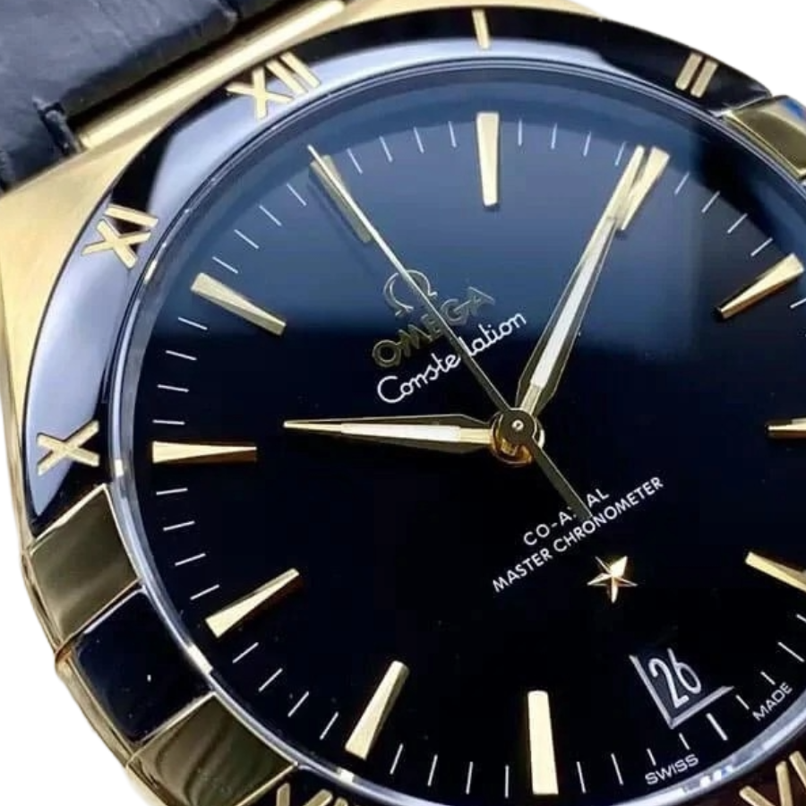 Omega Constellation Full Gold Look (41mm) - Black Dial & Cloned Calibre 8938 World Timer - Image 3