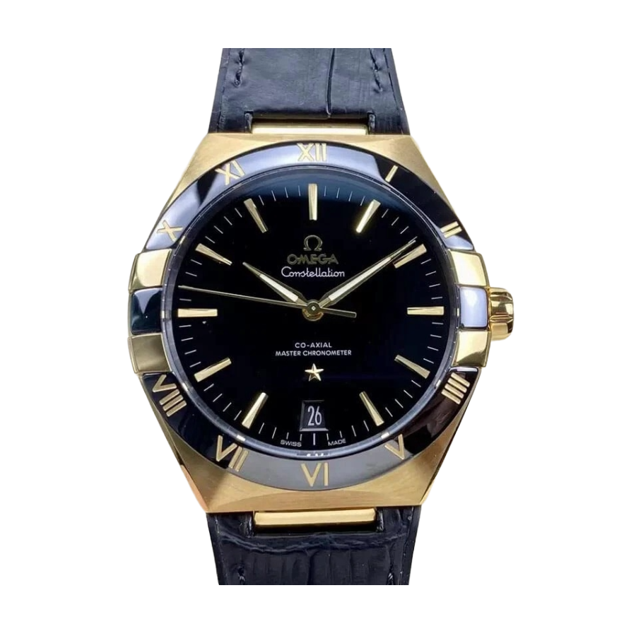 Omega Constellation Full Gold Look (41mm) - Black Dial & Cloned Calibre 8938 World Timer